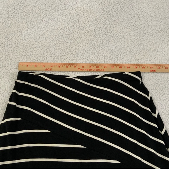 Talbots Sz M Maxi Skirt Knit Pull On Black White Stripe Elastic Waist New $79.50 - Picture 9 of 12